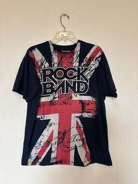 Vintage 2008 Rock Band World Tour Union Jack Graphic T-Shirt Size XL